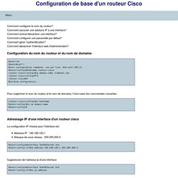 Configuration de base d'un routeur Cisco