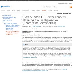 Storage and SQL Server capacity planning and configuration (SharePoint Server 2013)
