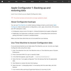Configurator: Backing up and restoring data