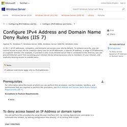 Configure IPv4 Address and Domain Name Deny Rules (IIS 7)
