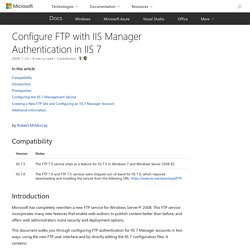 Configure FTP with IIS Manager Authentication in IIS 7