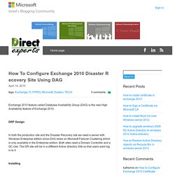How To Configure Exchange 2010 Disaster Recovery Site Using DAG