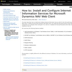 How to: Install and Configure Internet Information Services for Microsoft Dynamics NAV Web Client