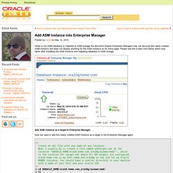 Add/Configure a newly created ASM Instance into Enterprise Manager