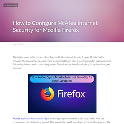 How to Configure McAfee Internet Security for Mozilla Firefox