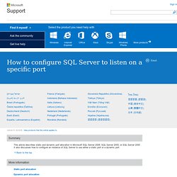How to configure SQL Server to listen on a specific port