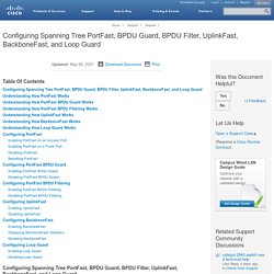 Configuring Spanning Tree PortFast, BPDU Guard, BPDU Filter, UplinkFast, BackboneFast, and Loop Guard