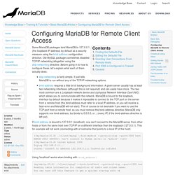 Configuring MariaDB for Remote Client Access