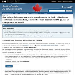 Service Canada - Carte NAS