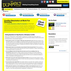 Conflict Resolution at Work For Dummies Cheat Sheet