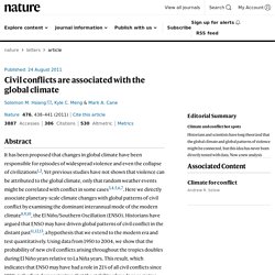 Civil conflicts are associated with the global climate : Nature