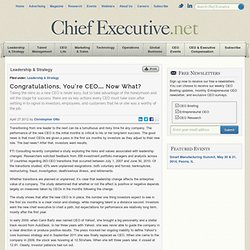 Congratulations, You’re CEO… Now What?