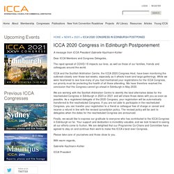 ICCA 2020 Congress in Edinburgh Postponed - ICCA