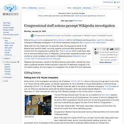 Congressional staff actions prompt Wikipedia investigation - Wikinews