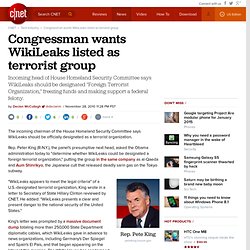 Congressman wants WikiLeaks listed as terrorist group