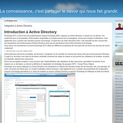 La connaissance, c'est partager le savoir qui nous fait grandir. : Intégration à Active Directory