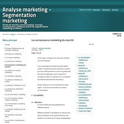 La connaissance marketing du marché