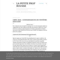 CRPE 2016 - Connaissances du Système Educatif