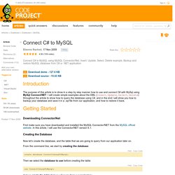 Connect C# to MySQL