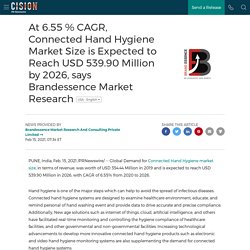 At 6.55 % CAGR, Connected Hand Hygiene Market Size is Expected to Reach USD 539.90 Million by 2026, says Brandessence Market Research