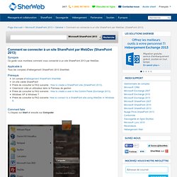 Comment se connecter à un site SharePoint par WebDav (SharePoint 2013) : Microsoft SharePoint 2013