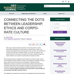 CONNECTING THE DOTS BETWEEN LEADERSHIP, ETHICS AND CORPORATE CULTURE