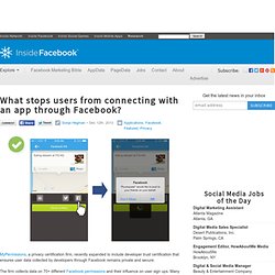 What stops users from connecting with an app through Facebook?