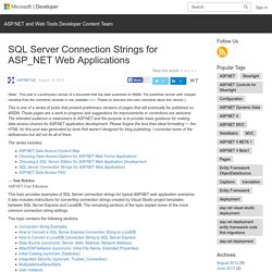SQL Server Connection Strings for ASP_NET Web Applications – ASP.NET and Web Tools Developer Content Team