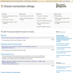 Oracle Connection String Samples
