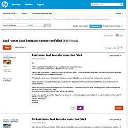 Load runner Load Generator connection Failed