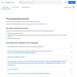 Fix connection errors - Google Chrome Help