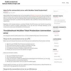How to fix connection error with McAfee Total Protection?