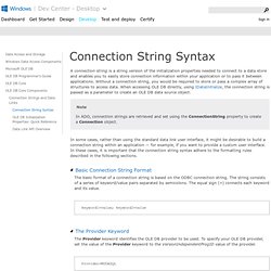 Connection String Syntax