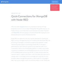 Quick Connections for MongoDB with Node-RED