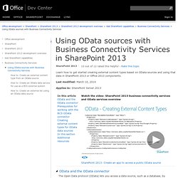 Using OData sources with Business Connectivity Services in SharePoint 2013