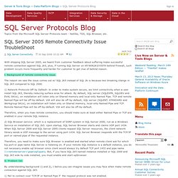 SQL Protocols : SQL Server 2005 Remote Connectivity Issue Troubl