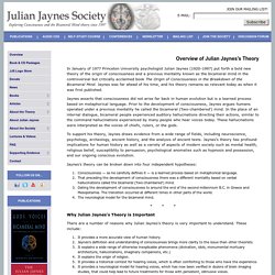 Overview of Julian Jaynes Theory of Consciousness and the Bicameral Mind