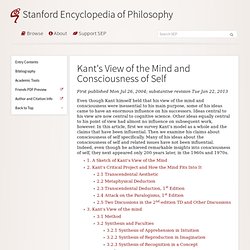 Kants View of the Mind and Consciousness of Self (Stanford Encyclopedia of...
