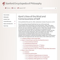 Kant's View of the Mind and Consciousness of Self