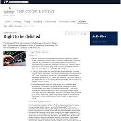 The Conseil d'État : Right to be delisted