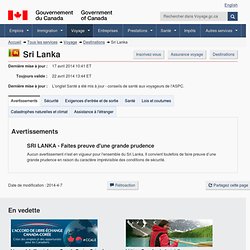 Conseils et avertissements pour Sri Lanka