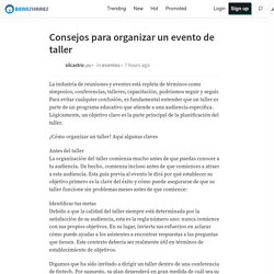 Consejos para organizar un evento de taller