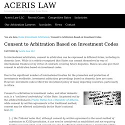 Consent to Arbitration Based on Investment Codes