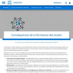 Conséquences de la fermeture des écoles