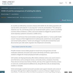 COVID-19 and the consequences of isolating the elderly - The Lancet Public Health
