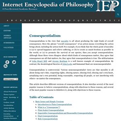 Consequentialism [Internet Encyclopedia of Philosophy]