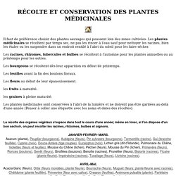RECOLTE ET CONSERVATION DES PLANTES MEDICINALES