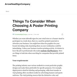 Things To Consider When Choosing A Poster Printing Company