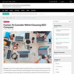 Factors To Consider While Choosing SEO Company
