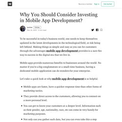 Why You Should Consider Investing in Mobile App Development?